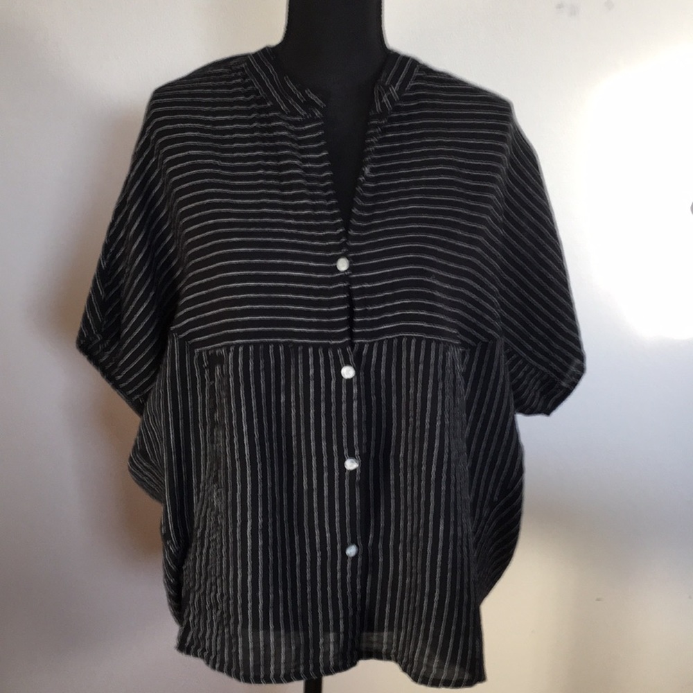 Cute smocked black and white shirt